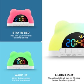 Azyh Alarm Clock for Kids, Ok to Wake Clock with Green Light Red Light, Children's Sleep Trainer,10 Ringtones,3 Brightness, Dual Alarms, Digital Alarm Clock for Adults Boy Girl Toddler Bedroom