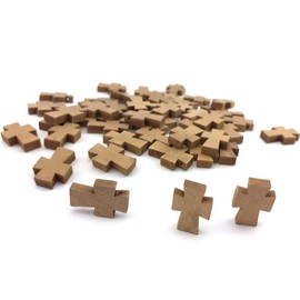 Sepkina 50 Minni Wooden Crosses Rosary Cross Wooden Cross Crucifix Wood Crosses Light Brown with Holes (Brown)