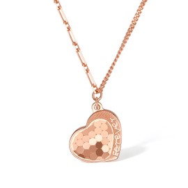 ZHOU LIU FU Necklace, Women's Heart Pink Gold Necklace, 925 Silver, Hypoallergenic, Necklace, Accessories, Cute Women, 18K Gold Jewelry, Popular, Fashion Necklace, Birthday Gift, Sterling Silver