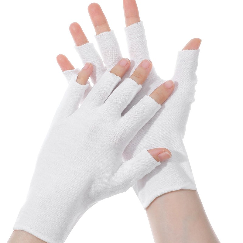 4 Pairs Eczema Gloves, Fingerless Cotton Gloves for Dry Hands,