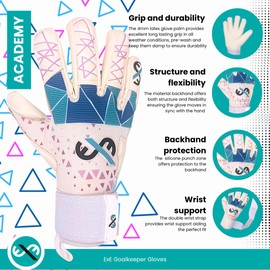 ExE-GK Football goalkeeper glove Inception Academy for Adult Youth and Kids Boys Girls Training and Games 4mm Latex Negative cut Double Wrist Strap Sizes 5-11 (5)