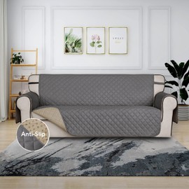 ISSUNTEX Super Anti-Slip Covers for 3 Cushion Couch Water Resistant Quilted Sofa Slipcover Furniture Protectors for Dogs, Pets, Kids ( Gray)