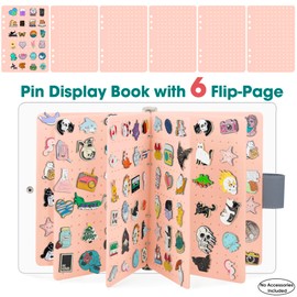 PACMAXI A5 Enamel Pin Display Book, Clear PVC Cover, Portable Travel Pins Organizer Book (Accessories Not Included) (Pink)