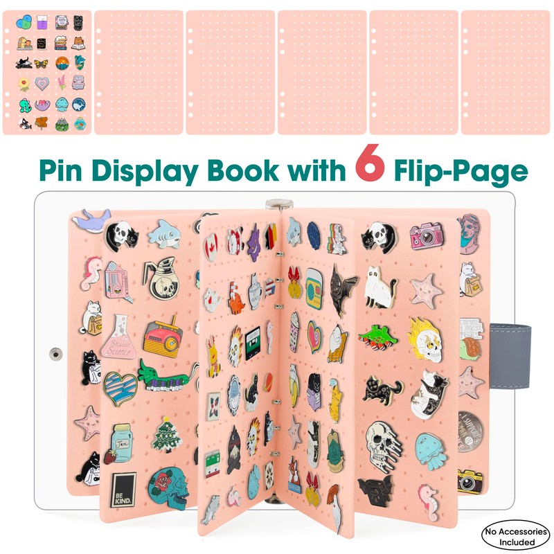PACMAXI A5 Enamel Pin Display Book, Clear PVC Cover, Portable