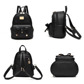 Jywmsc Sü? PU Leather School Backpack Daypack for Girls Women Casual Travel Bag Small Bag, 01 black, backpack handbags