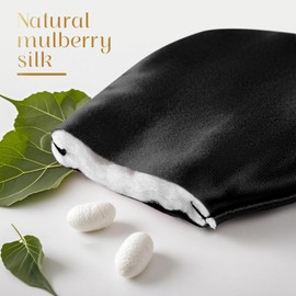 Desmend Sleep Mask Silk Plain Anti-Wrinkle Full Coverage Skin Friendly 22 Momme Black