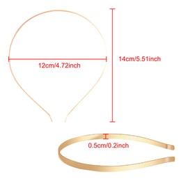 Duufin 32 Pieces Metal Headband Plain Gold Silver Black Smooth Metal Headband DIY Hair Headbands 5mm Thin Metal Headband for Girls and Women