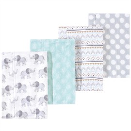 Luvable Friends Hudson Baby Flannel Burp Cloths 4pk, Elephant Gray