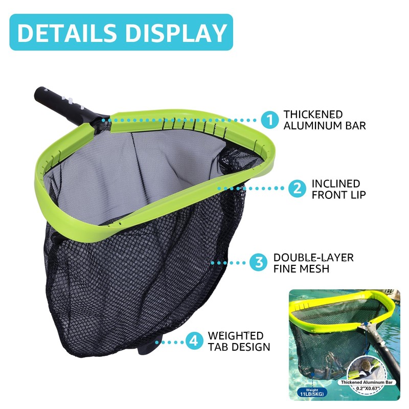 Sepetrel Deluxe Swimming Pool Cleaning Kit Including Professional Leaf Skimmer