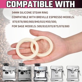2Pcs 54mm Silicone Steam Ring,Replacement Gasket for Breville Espresso Machine Parts 878/870/860/840/810/500/450/Sage 500/870/875/880/810/878, No BPA Grouphead Gasket