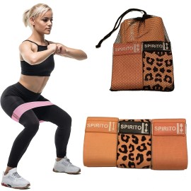 Spirito Sports Leopard Fabric Resistance Booty Bands Loop Set of 3 Exercise Workout Gym Fitness - 1-Medium(Purple)