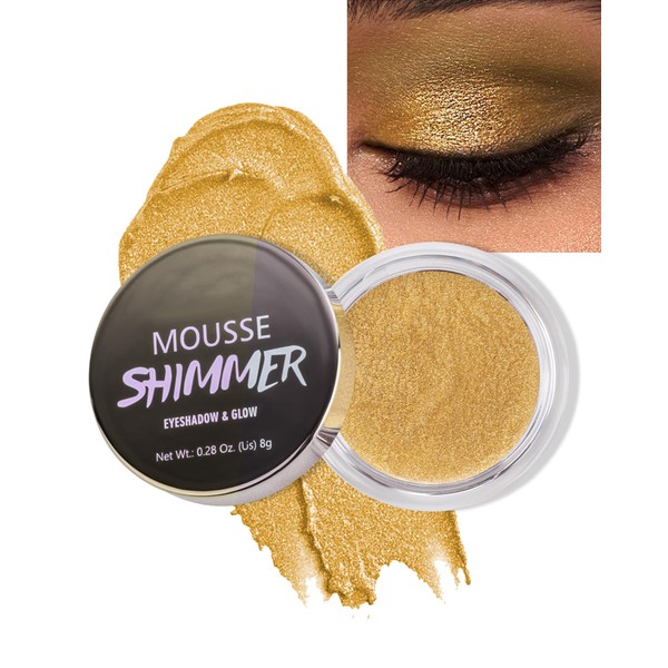 Shimmer Cream Eyeshadow, Ultra-Blendable Glitter Eye Shadow with Moisturizing Formula,