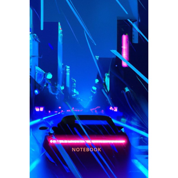 MIDNIGHT RAIN. 80s Retro Car Notebook: Lined, 120 Pages, Paperback,