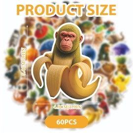 EIROVYA Pack of 60 Brain Red Italian Brain Red Tung tung tung Sahur Sticker Italian Brain Red BRR Patapim Tung Tung Tang Sahur Stickers for Water Cups Stickers Bags Notebooks