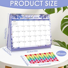 Guiqulai 2025-2026 Desk Calendar, 18-Month Planner (July 2025 - Dec 2026), Desktop Calendar with Copper Coil, Floral Patterns & Memorandum, 9.96" x 8.31" x 3.07" for Office, Home & School