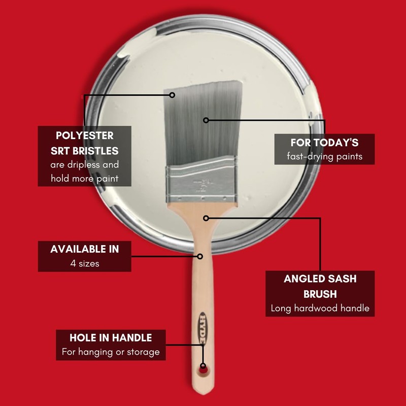 Hyde Millenium Angled Sash Paint Brush, Flat, Soft Polyester SRT