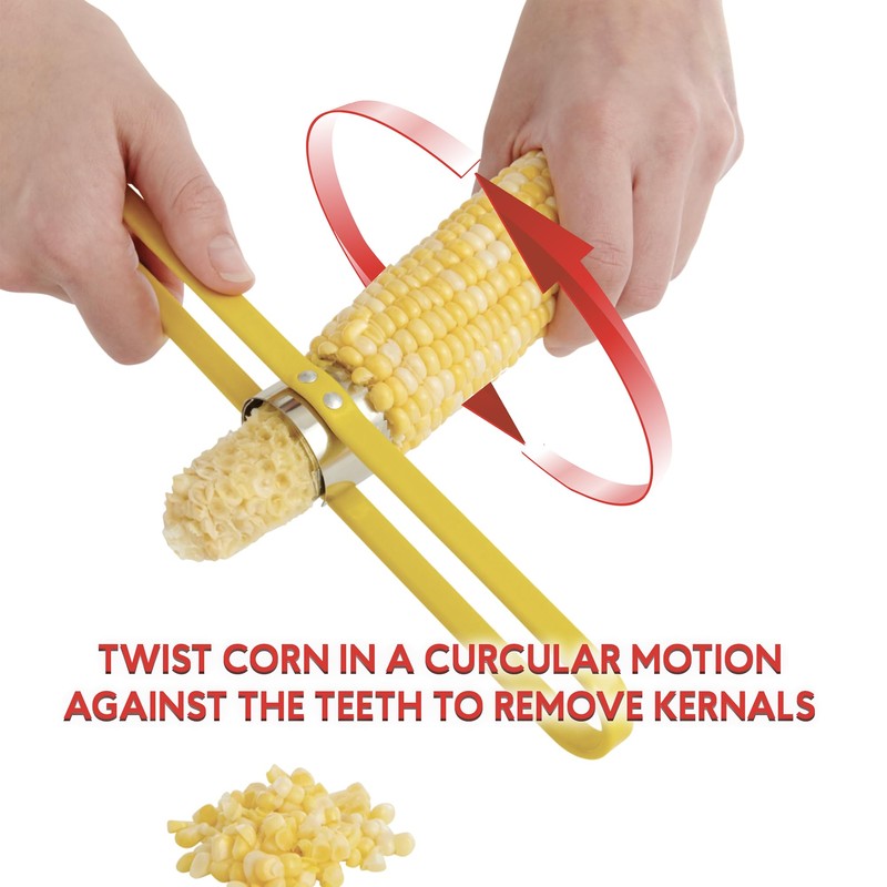 HIC Kitchen Quick Corn Cutter Stripper, Stainless Steel Blades