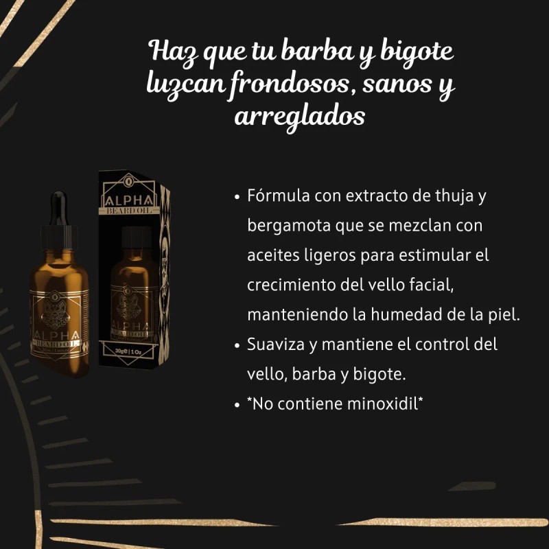 Kit Ouro Aceite Barba Bigote Oil Y Pomada Moldeadora Alpha