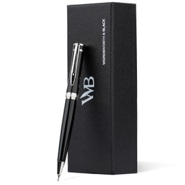 Wordsworth and Black Mechanical Pencil Graphite Lead- Stunning Luxury Metal Pencil, Black Lacquer Chrome Finish, 0.7mm Led, Best Gift Set for Men & Women, Professional Executive Office Pencils