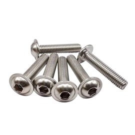 M5-0.8 x 40mm Flanged Washer Button Head Socket Cap Screws, 304 Stainless Steel 18-8, Allen Hex Drive, Full Thread Coarse Thread UNC, 50 PCS