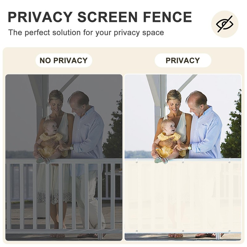 HENG FENG Balcony Privacy Screen 80x400cm, Cream