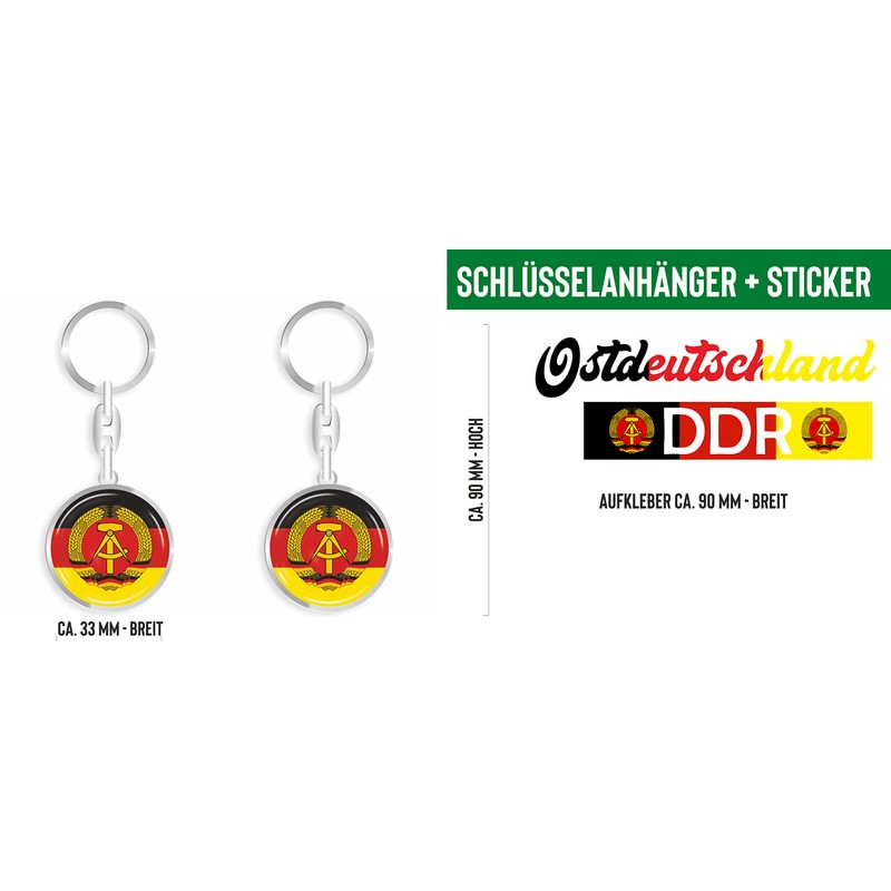 daged DDR East Germany Key Fob Metal Key Ring 3D