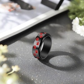 Tckyi 6MM,8MM/Pet Paw Print Anxiety Relieve Spinner Rings for Men Women Dog Cat Claw Ring Pet Loving Friend Families Gifts, steel, ring width 8mm