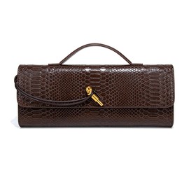 Beaguful Womens Fashion Leather Clutch Bag Crocodile Print Evening Handbag Crossbody Tote Bag Chocolate
