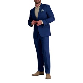 J.M. Haggar Men's Classic Fit Sharkskin Suit Seperates Jacket, Blue-Pant