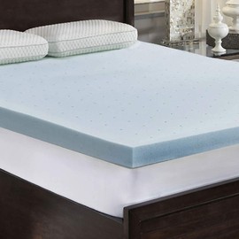 LoftWorks 3 inch Jelly Cool Gel Memory Foam Mattress Topper Ventilation Extra Soft Pressure Relieving for Back Side Sleepers, Queen, Blue