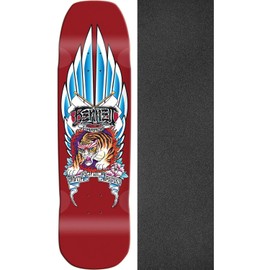 Santa Monica Airlines Bennett Harada Tiger Limited Red Dip Old School Skateboard Deck - 9" x 33" with Black Magic Skateboard Griptape Black - Bundle of 2 items