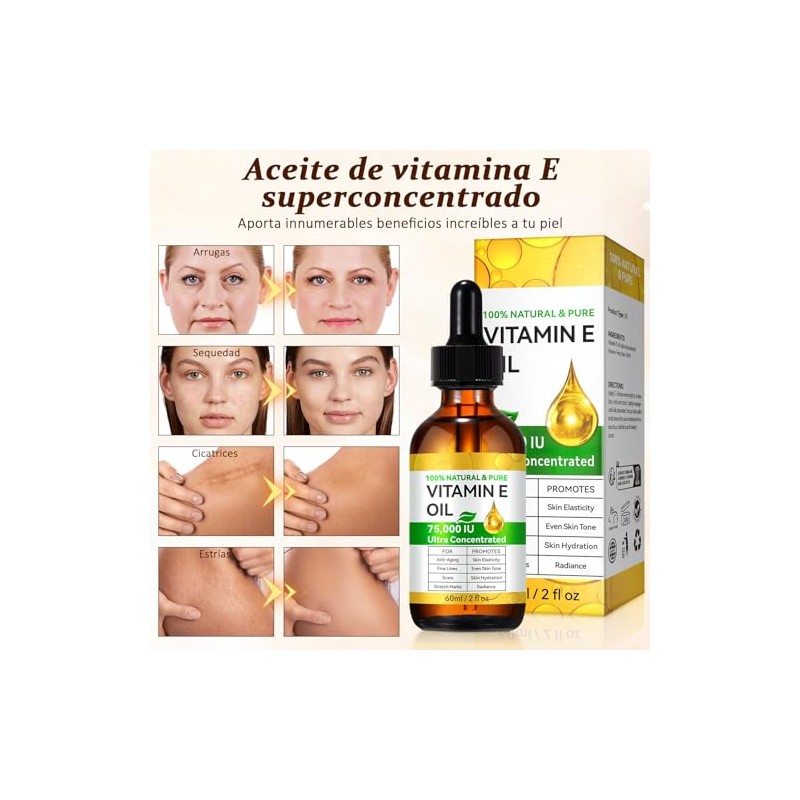 Aceite de Vitamina E Oil,Aceite de Vitamina E Puro 75,000