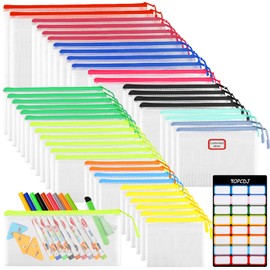 YOPCDJ 42pcs Mesh Zipper Pouch Bags, Puzzle Bag for Organizing Storage,12 Colors for Puzzles Board Game Storage, 8 Sizes for Reusable Plastic Zip Organizer for Travel