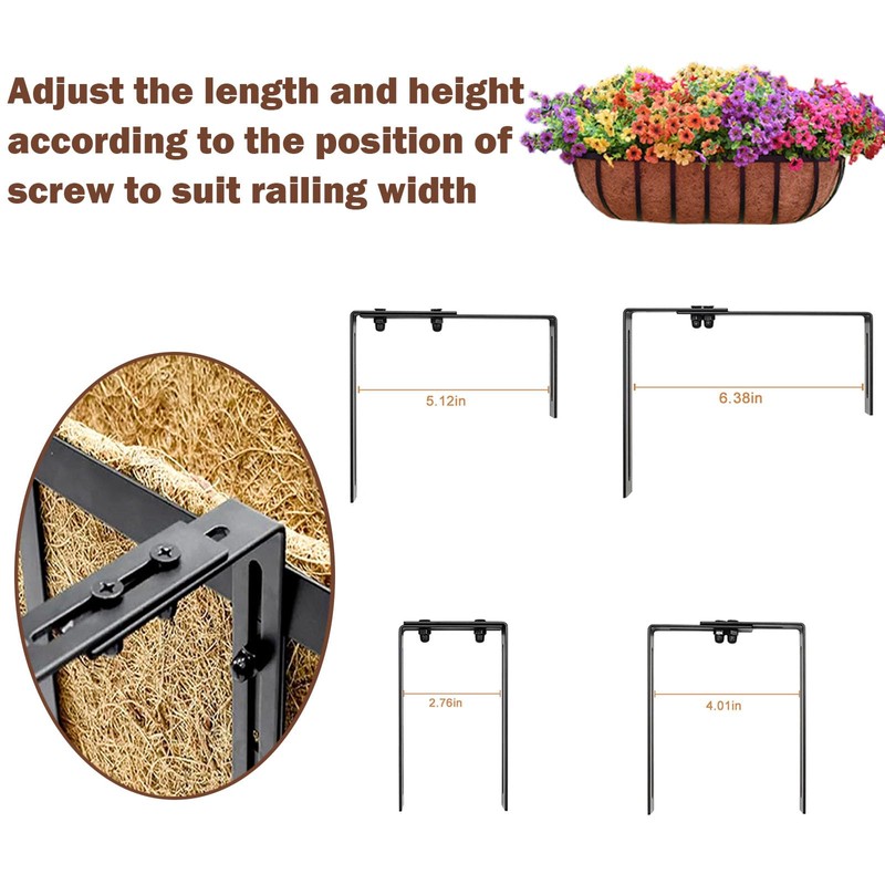JFFLYIT 2 Pcs 24“ Railing Planter Window Box Deck Railing