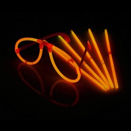 Power Lightz Pack of 2 glow stick glasses / luminous glasses in orange - refillable and reusable for party, disco, carnival or birthday?