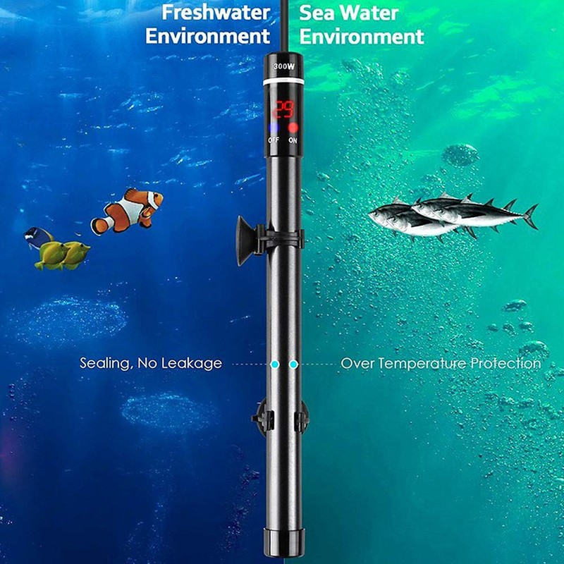 Angzhili 50-500W Aquarium Heater,LED Display Submersible Titanium Fish Tank Heaters