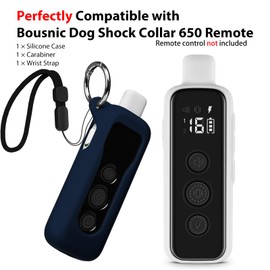 Fretime Silicone Protective Case for Bousnic Dog Shock Collar 650 Remote with Carabiner and Strap (Navy)