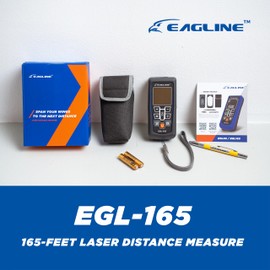 EAGLINE EGL165 Laser Distance Measure - 165Ft Range Ideal Laser Measurement Tool with Bonus: Protective Cover & Carpenter Pencil for Area, Volume and Height Measures…