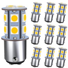 GRV Ba15d 1142 1076 13-5050SMD Warm White LED Bulb AC/DC12V-24V RV Light Bulbs Interior,Replacement for 12Volt Turn Single Light Bulb,Travel Trailer,Boat Lights,Camper Light Bulbs (Pack of 10)
