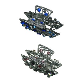 Set of 2 JCGY Crystal Metal Jaw Clips Hair Claws Distinctive Square Clip Design for Women Girls Hair Styling 0354sapPurple