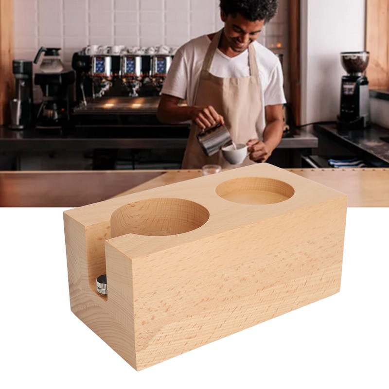 Wooden Coffee Tamper Station Stable Prevent Slip Coffee Tamper Holder