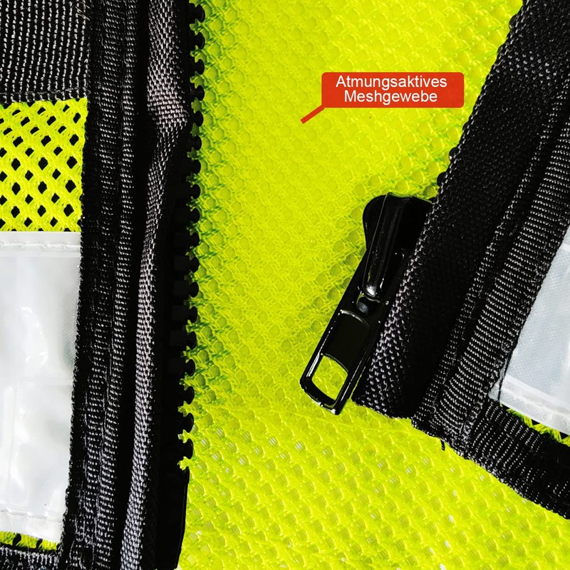 EXPLOSIV Reflective Multi-Pocket Security Vest, Size M-2XL (Adjustable), Navy-Yellow, emergency