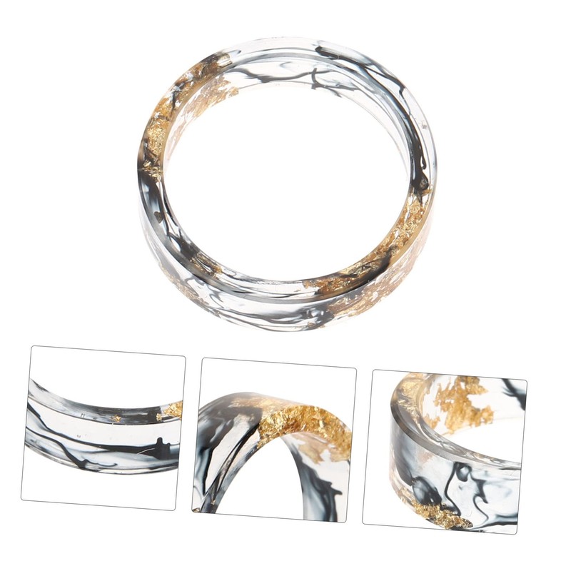 SAFIGLE Resin Gold Foil Ring Set for Women Stacking Ring