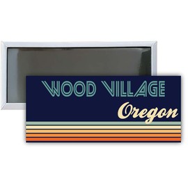 Wood Village Oregon Souvenir 4.75x2-Inch Rectangle Fridge Magnet Retro Design