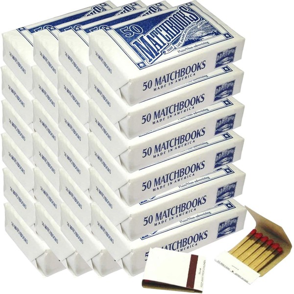24 Boxes - Plain White Matches Matchbooks for Wedding Birthday Wholesale Made in America (1200 Matchbook Total)