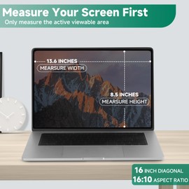 IRUYO FL Nano-Suction Laptop Privacy Screen 16 Inch 16:10, Removable Screen Privacy Shield for Laptop, Anti Glare, Anti Bule Light, Screen Protector for Lenovo HP Dell Acer Asus Thinkpad