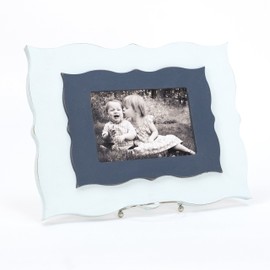 Thistle & Poppy Solid Wood Magnetic Picture Frame - Fits 5x7 Photo - Large Frame Size - Overall Dimensions 11x14 in Light Vintage Blue & Navy Blue