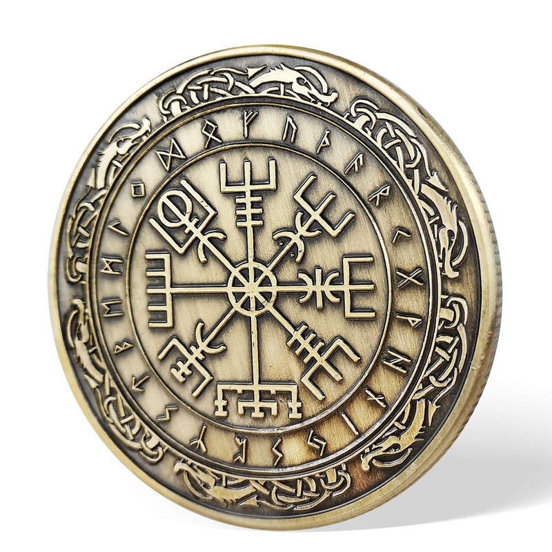 Viking Vegvisir Coin Viking Compass Coin Wayfinder Symbol Nordic Mythology