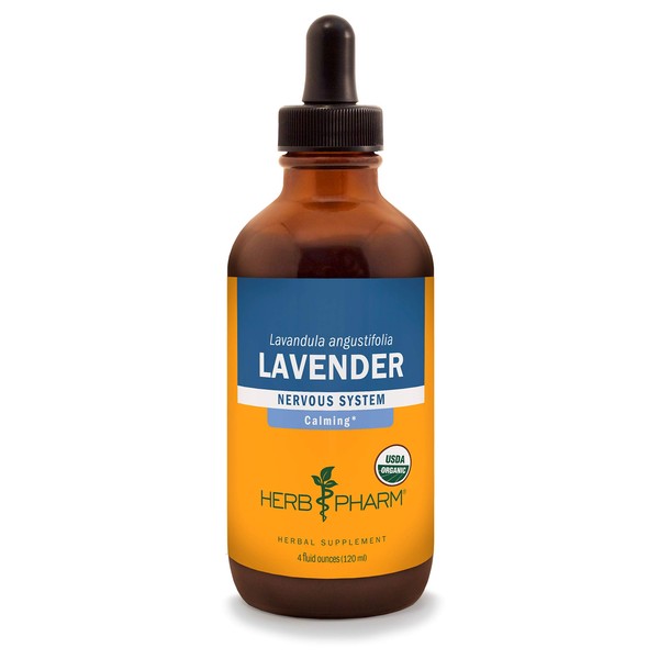 Herb Pharm Certified Organic Lavender Flower Liquid Extract for Calming Nervous System Support - 4 Ounce