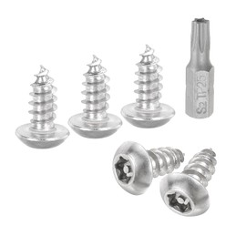 sourcing map M5 x 12mm Button Head Torx Security Sheet Metal Screws, 50pcs 304 Stainless Steel Tamper Resistant Self Tapping Screws, Anti-Theft Wood Screws with T25 Bit (Silver)
